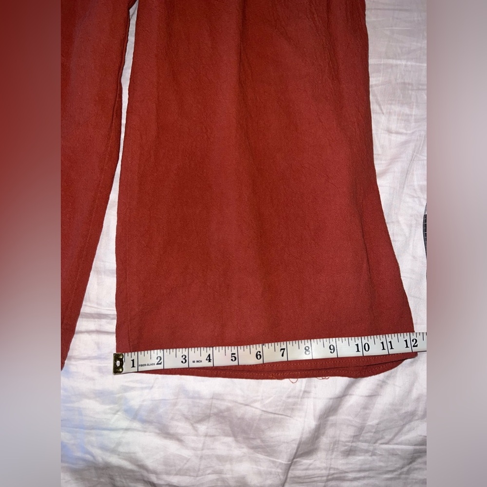 Sienna Sky Rust Wide Leg Button Front Cropped Jumpsuit Size L - Picture 8 of 10